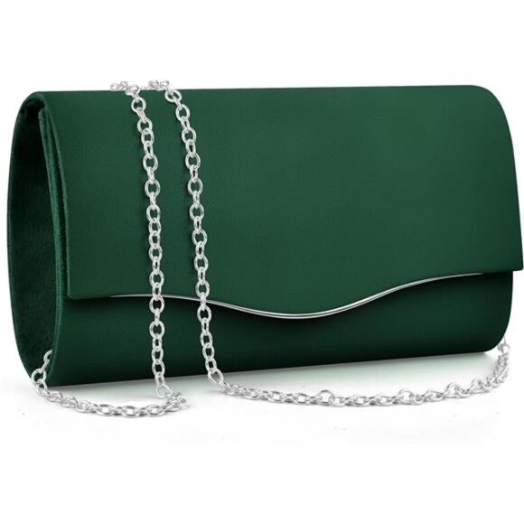 Formal Bags Suede Shoulder Envelope Handbags Green - Picture 1 of 7